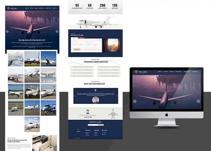 Professional flight business website design by Elohim Software Solutions