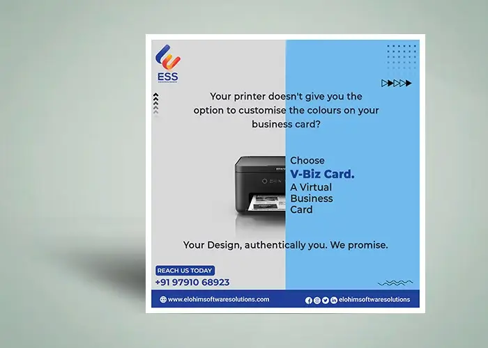 V-biz Virtual Business Card design featured in Elohim Software Solutions portfolio