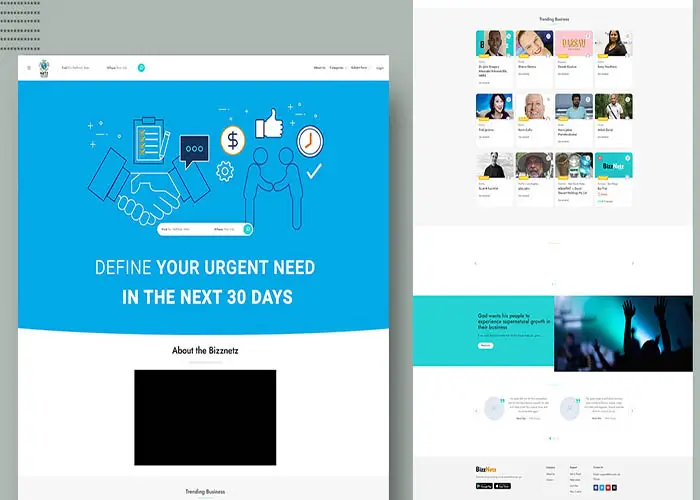 Bizznetz – Business Profiles Website showcased in Elohim Software Solutions portfolio
