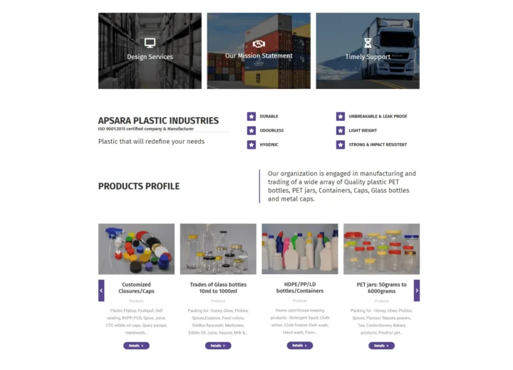 Apsara Plastic Industries Website Design by Elohim Software Solutions